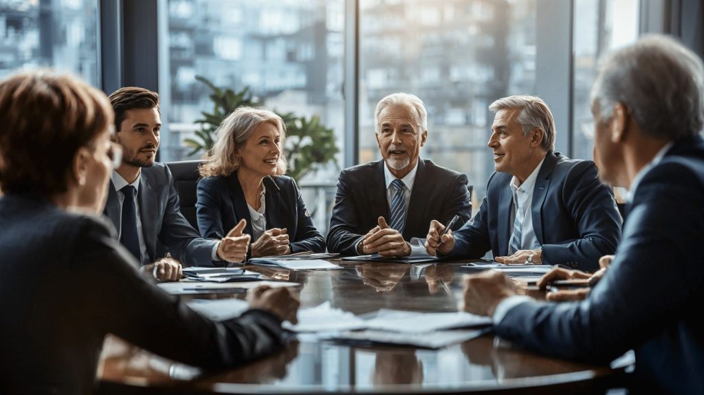 Руководители обсуждают в круге